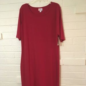 NEW Large Lularoe Julia tshirt dress dark pink